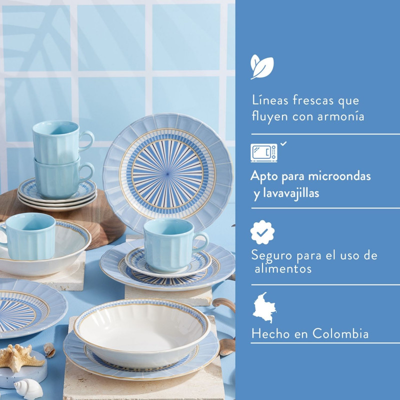 VAJILLA CORONA AZURA 16 PIEZAS PARA CUATRO PERSONAS - 5