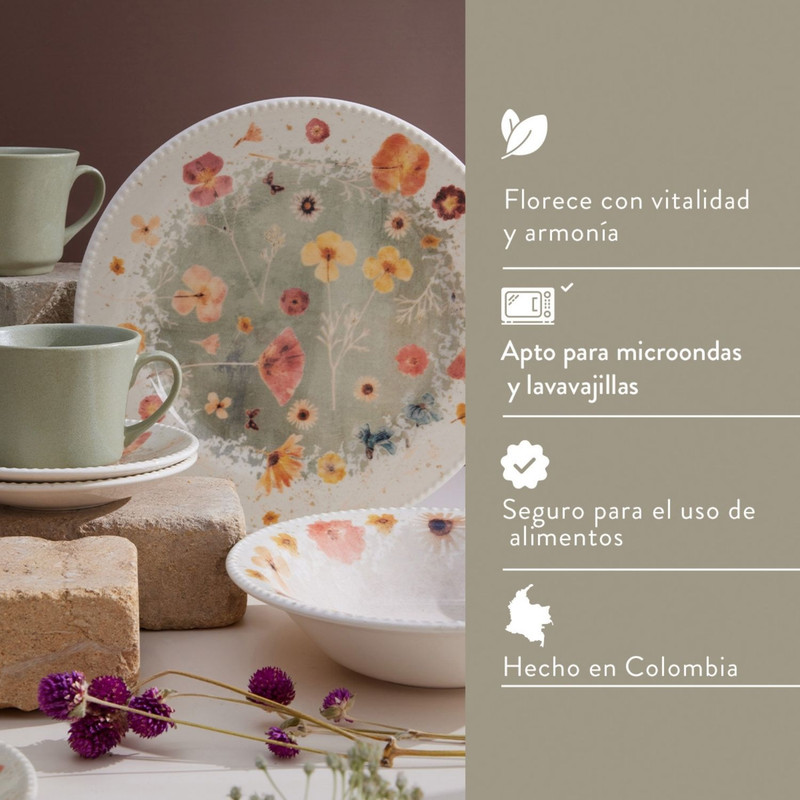 VAJILLA AROMA CORONA 16 PIEZAS PARA 4 PERSONAS - 4