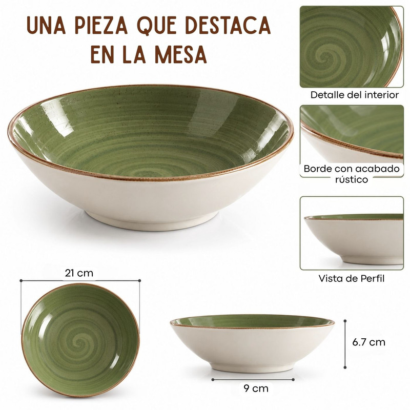 BOWL CORONA ARTISÁN 21CM SET DE 6 PARA TU MESA - 2