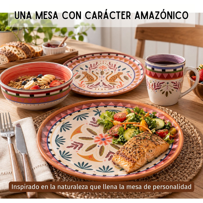 VAJILLA SELVÁTICA CORONA 16 PIEZAS PARA TU MESA - 4