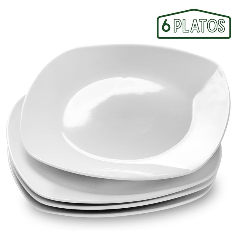 PLATO TENDIDO DE LOZA 20.8CM SET DE 6 UNIDADES - 1