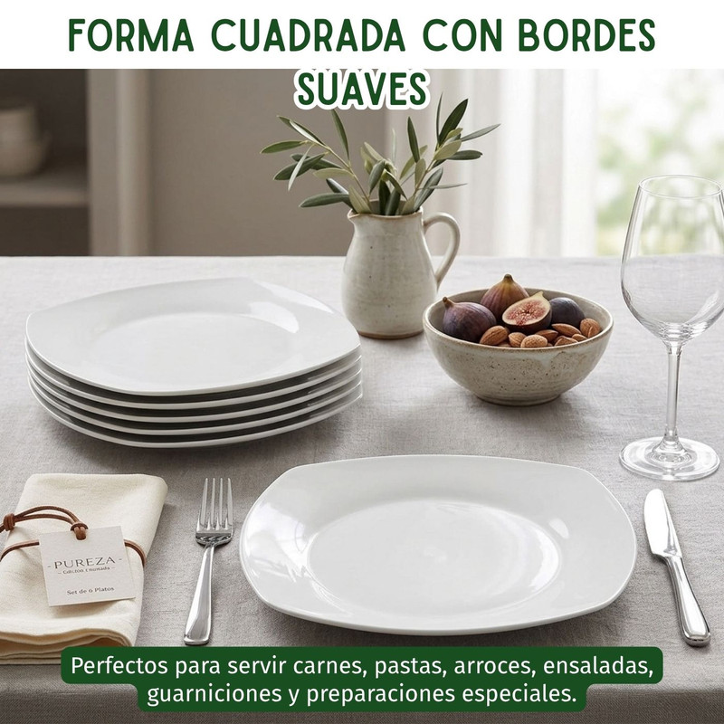 PLATO TENDIDO DE LOZA 20.8CM SET DE 6 UNIDADES - 3