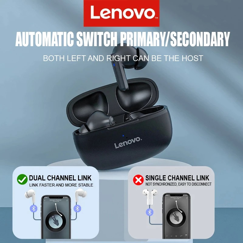 AUDÍFONOS LENOVO TRUE WIRELESS HT05 BLUETOOTH 5.0 TWS NEGRO - 4