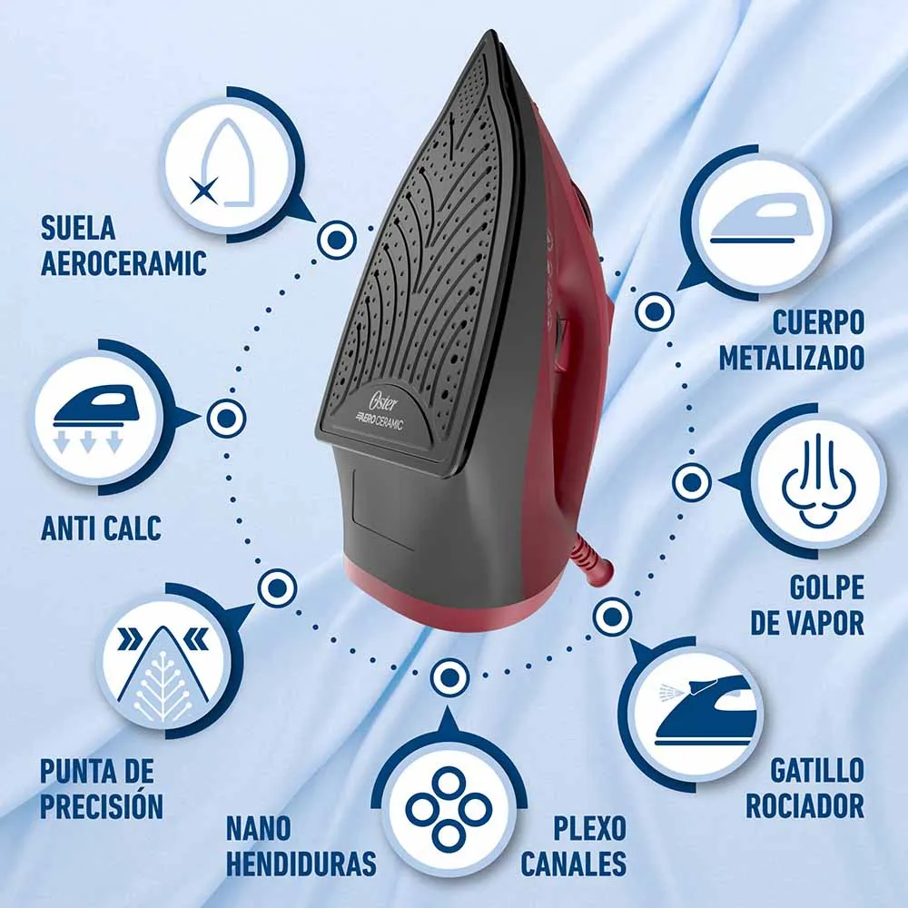 PLANCHA DE ROPA OSTER MODELO GCSTBS6051 053 | VAPOR CONTINUO Y DISEÑO LIVIANO - 9
