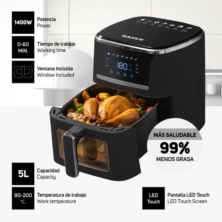 FREIDORA DE AIRE DIGITAL TAURUS SILVER FRYER 5L – IDEAL PARA TODA LA FAMILIA - 4