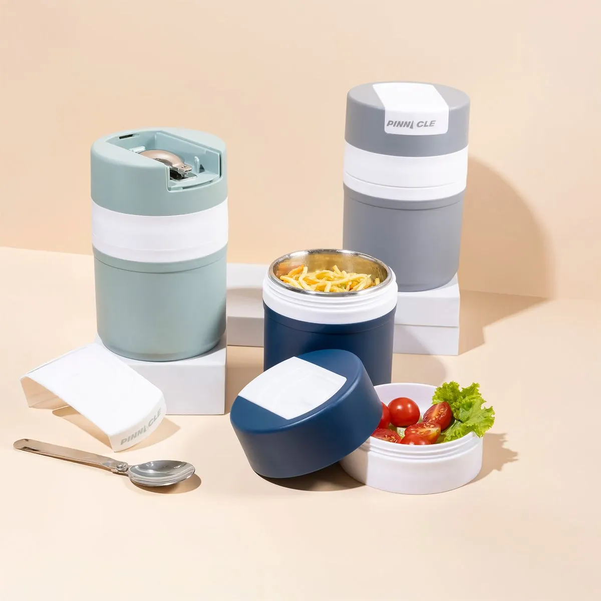 RECIPIENTE TÉRMICO PARA COMIDA POGO GRIS 600 ML ACERO INOXIDABLE - 4