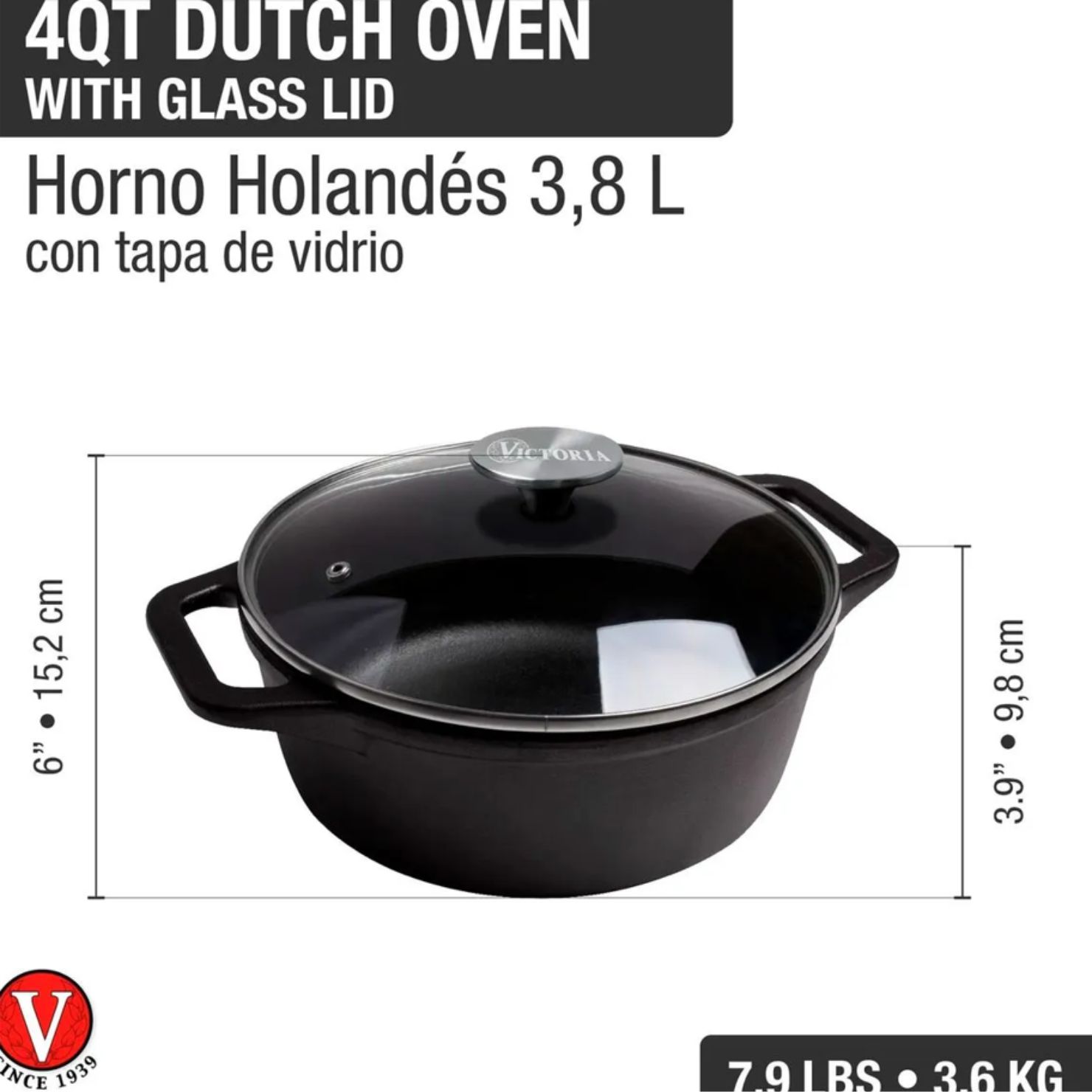 OLLA HIERRO FUNDIDO ESMALTADO 38 LITROS TIPO HORNO HOLANDES CON TAPA - 3