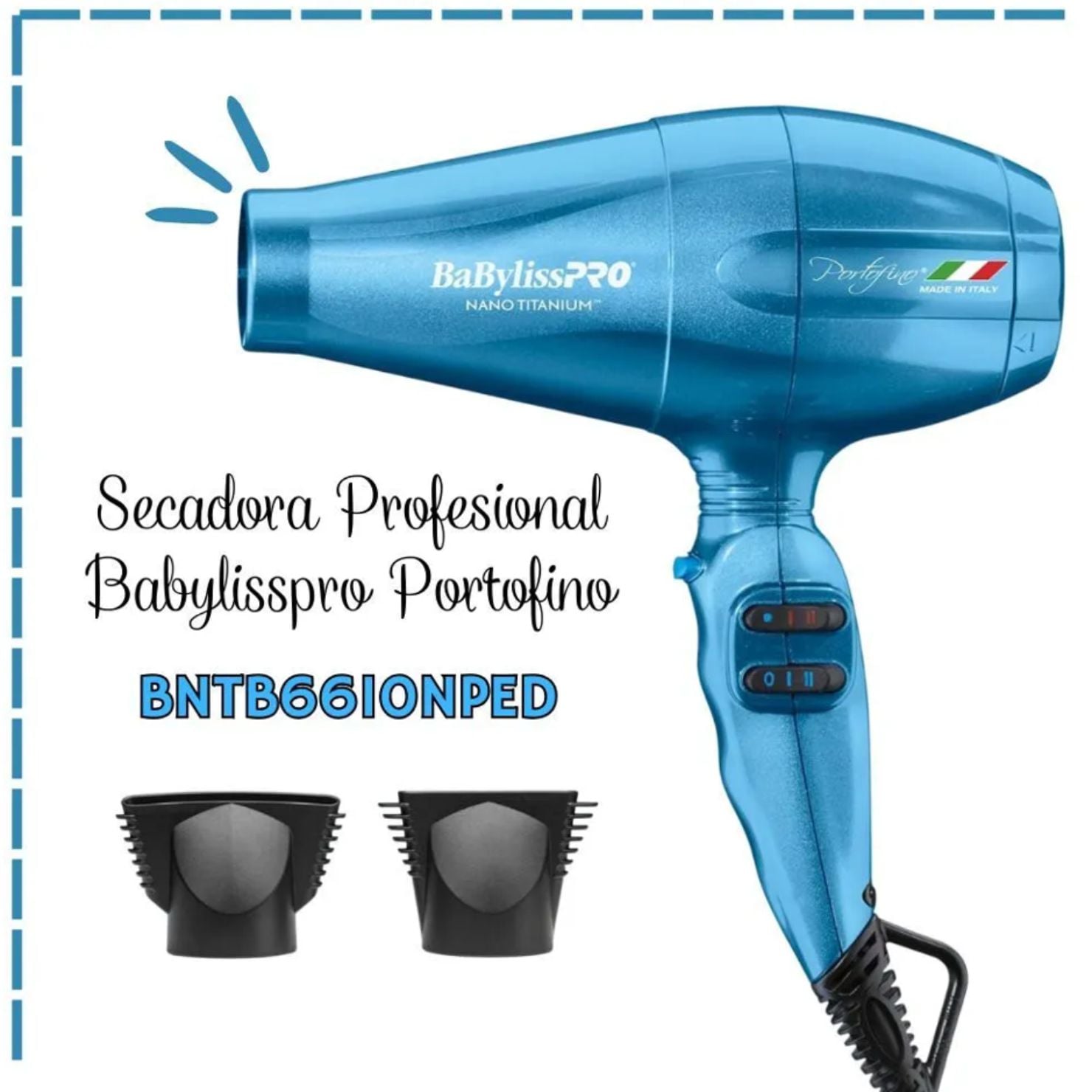 SECADORA PROFESIONAL BABYLISSPRO NANO TITANIUM PORTOFINO AZUL - 1