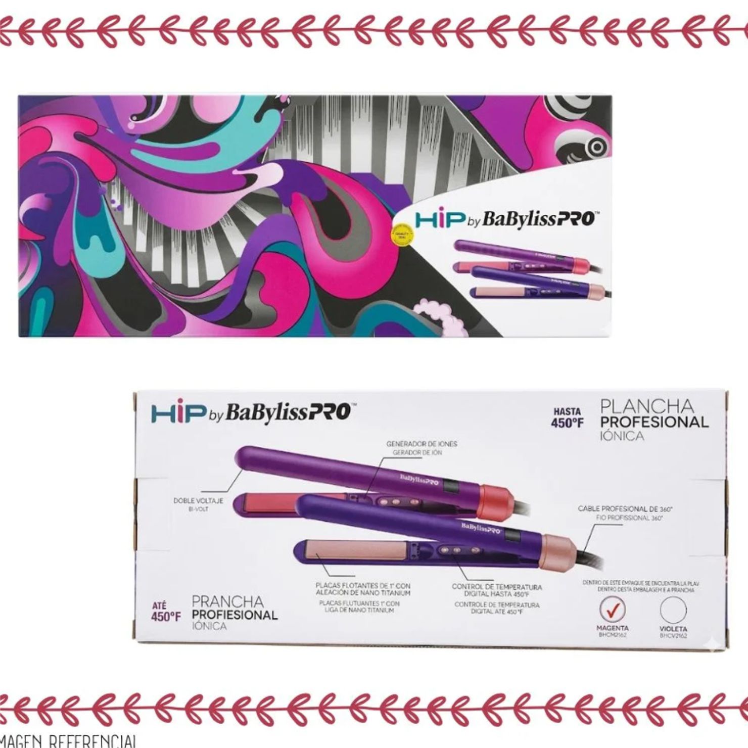 PLANCHA ALISADORA BABYLISSPRO HIP IONICA MAGENTA PROFESIONAL - 5