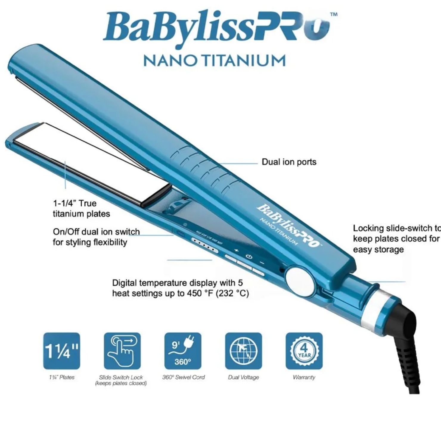 PLANCHA ALISADORA BABYLISS PRO BNT9125TPE DUAL IONIC 32 MM - 3