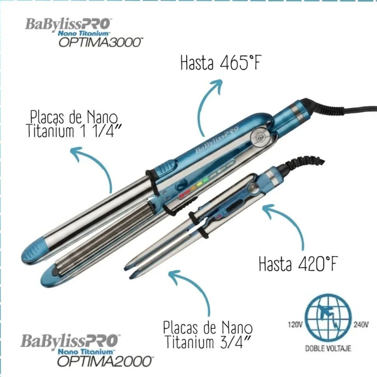 COMBO BABYLISSPRO PLANCHAS ALISADORAS OPTIMA 2000 Y OPTIMA 3000 - 2