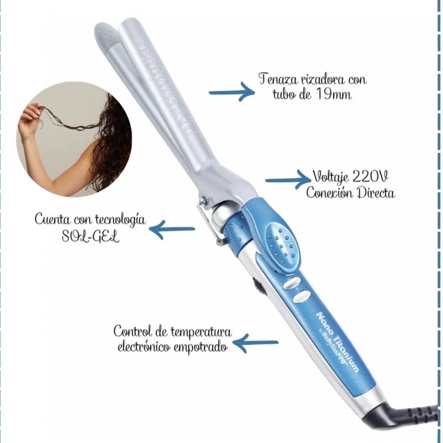 TENAZA RIZADORA BABYLISS PRO NANO TITANIUM 19 MM BABNT75SPE - 3