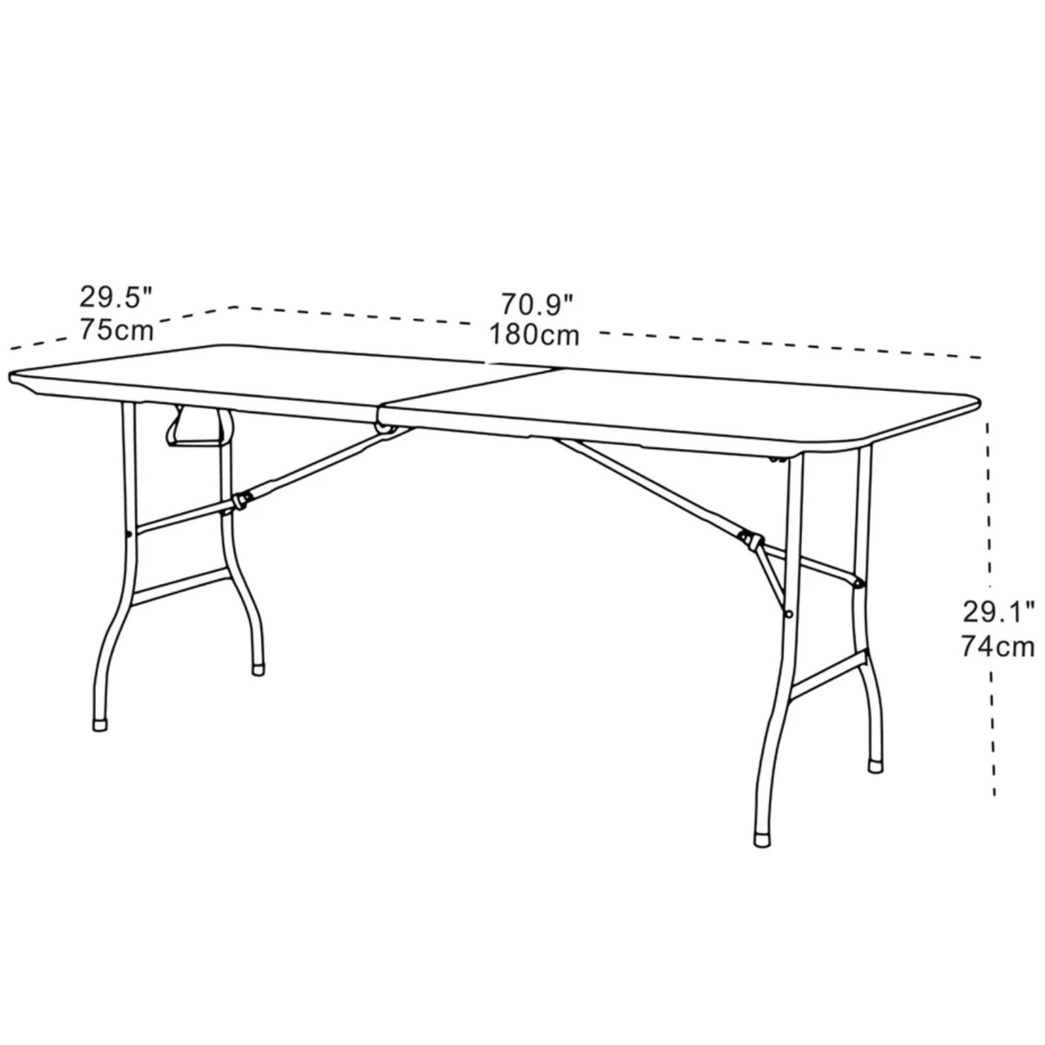 MESA PLEGABLE 180 CM COLOR NEGRO DE ALTA RESISTENCIA - 4