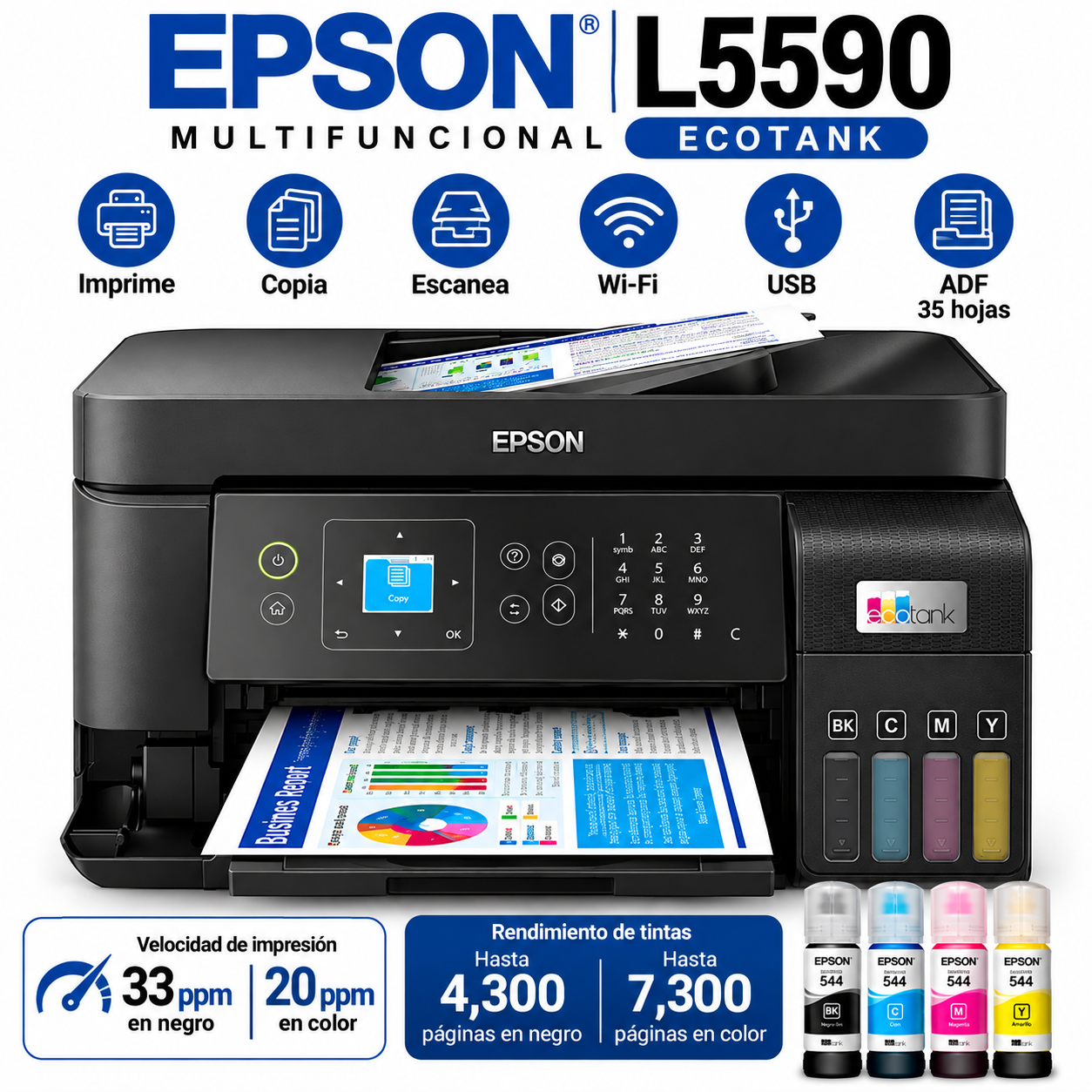 IMPRESORA MULTIFUNCIONAL EPSON L5590 FAXUSB LAN WI-FI WIFI DIRECT - 1