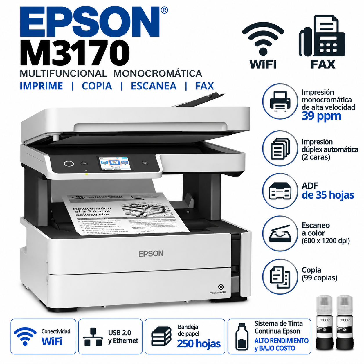 IMPRESORA MULTIFUNCIONAL EPSON ET-M3170 USB LAN WIFI - 1