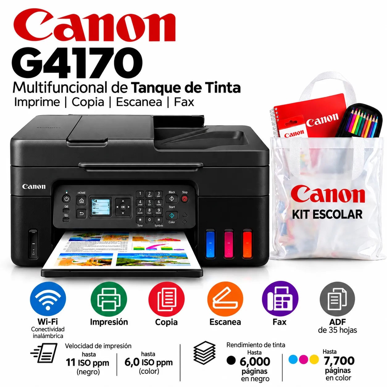 IMPRESORA MULTIFUNCIONAL CANON PIXMA G4170 WIFI ADF - 1