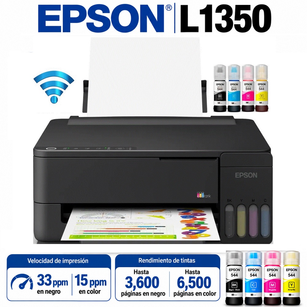 IMPRESORA EPSON ECOTANK L1350 SOLO IMPRIME, USB 2.0 INALAMBRICA - 1
