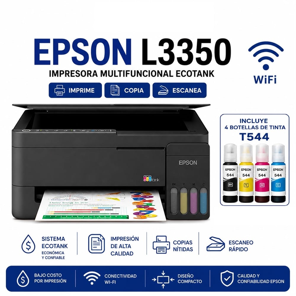 IMPRESORA EPSON MULTIFUNCIONAL ECOTANK L3350 COLOR WI-FI - 1