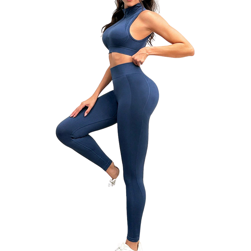 CONJUNTO MUJER AZUL DEPORTIVO FITNESS CON LEVANTA COLA - 1