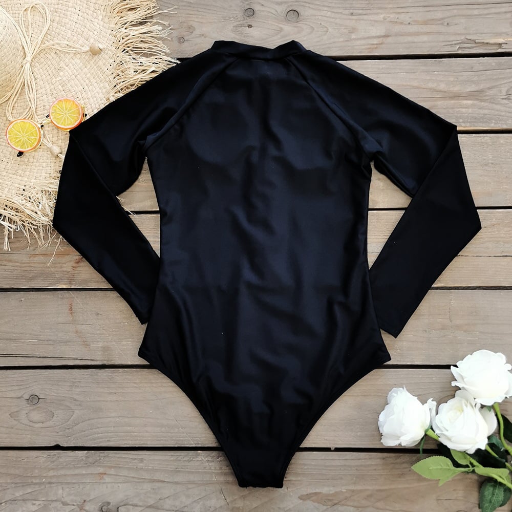TRAJE BAÑO MUJER NEGRO MLA006 MANGA LARGA DEEP BLACK - 3