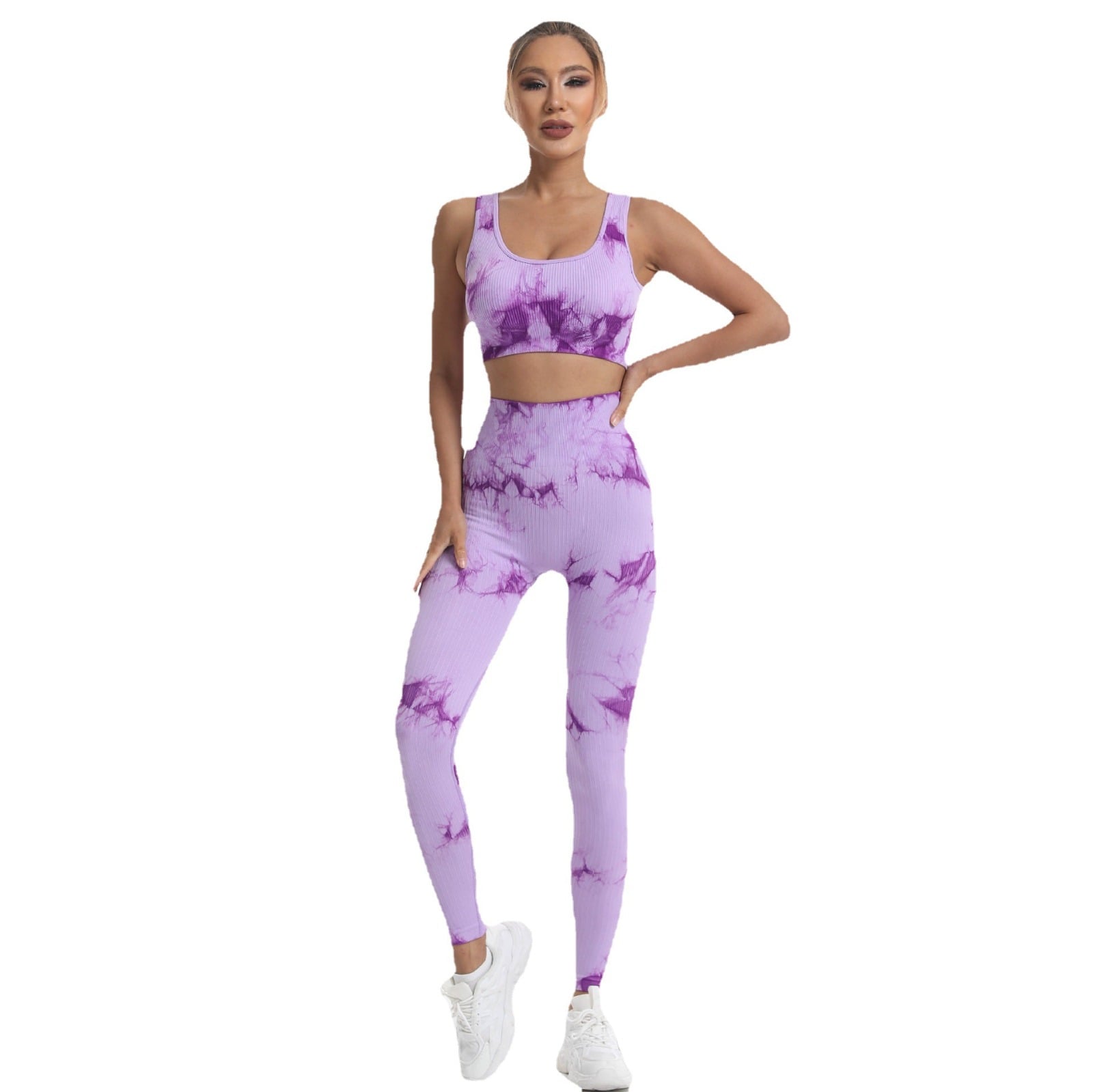 CONJUNTO DEPORTIVO PARA MUJER FITNESS TYE DIE ROSA LISA L - 1
