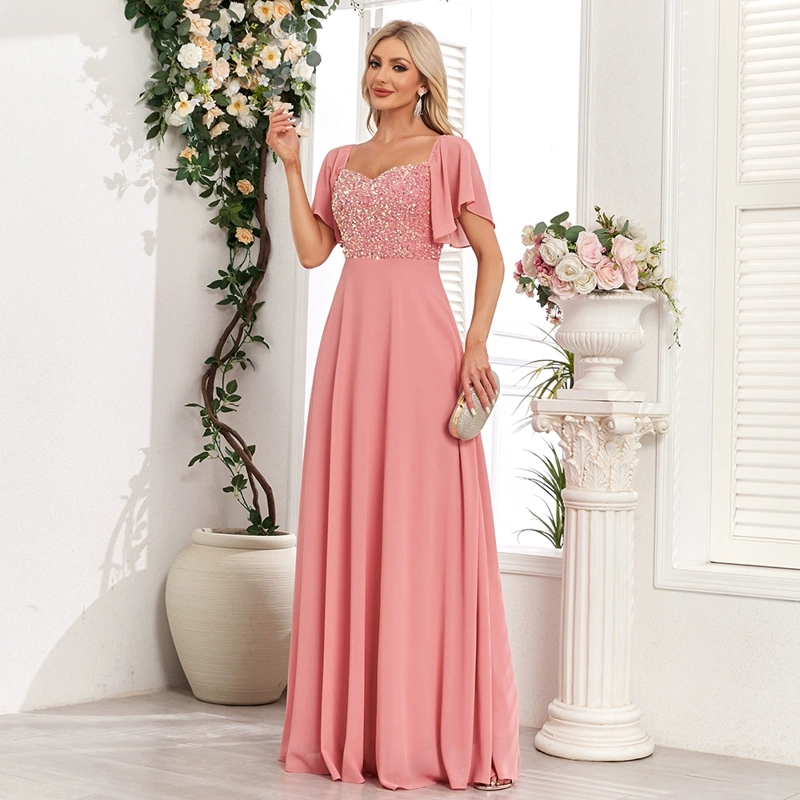 VESTIDO DE FIESTA PARA MATRIMONIO ELEGANTE CON BRILLOS - 2