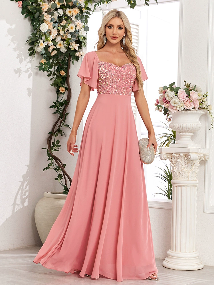 VESTIDO DE FIESTA PARA MATRIMONIO ELEGANTE CON BRILLOS - 3