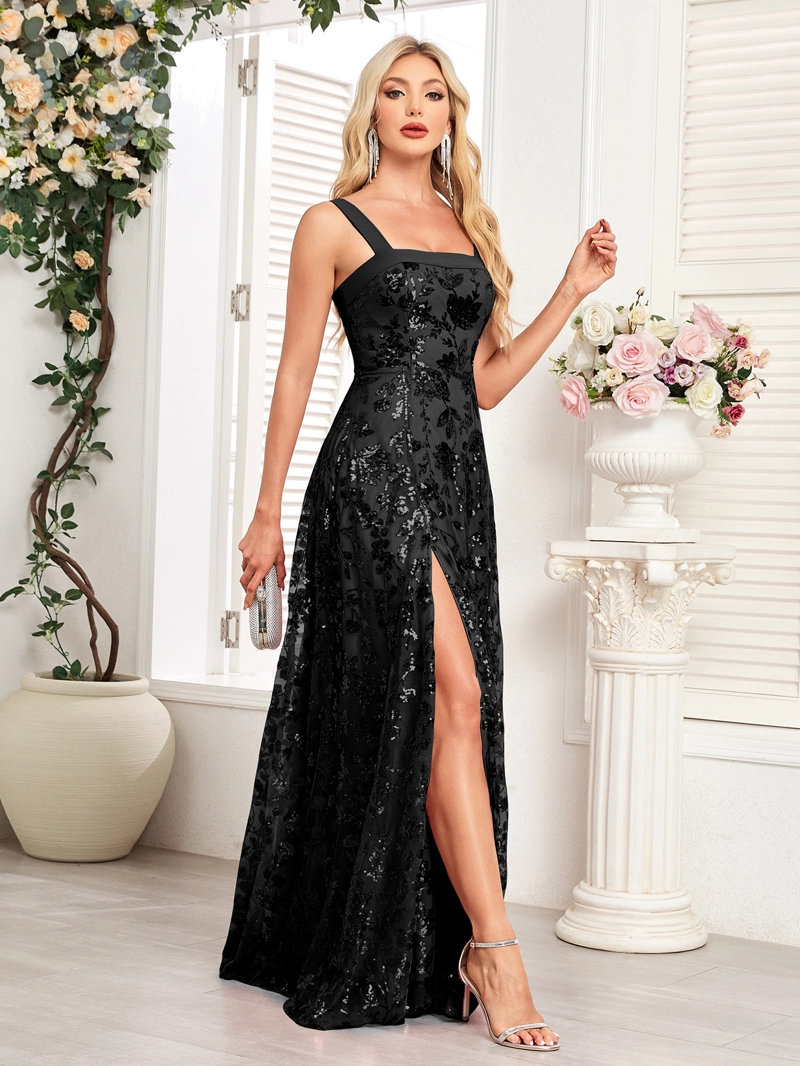 VESTIDO DE NOCHE PARA FIESTA DEEP BLACK ELEGANTE - 3