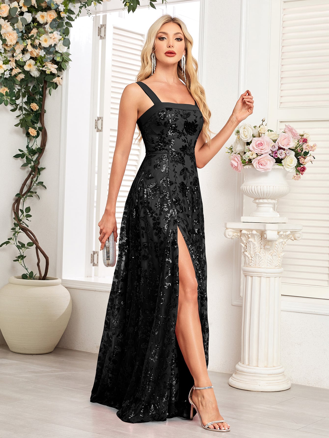 VESTIDO DE NOCHE PARA FIESTA DEEP BLACK ELEGANTE - 3