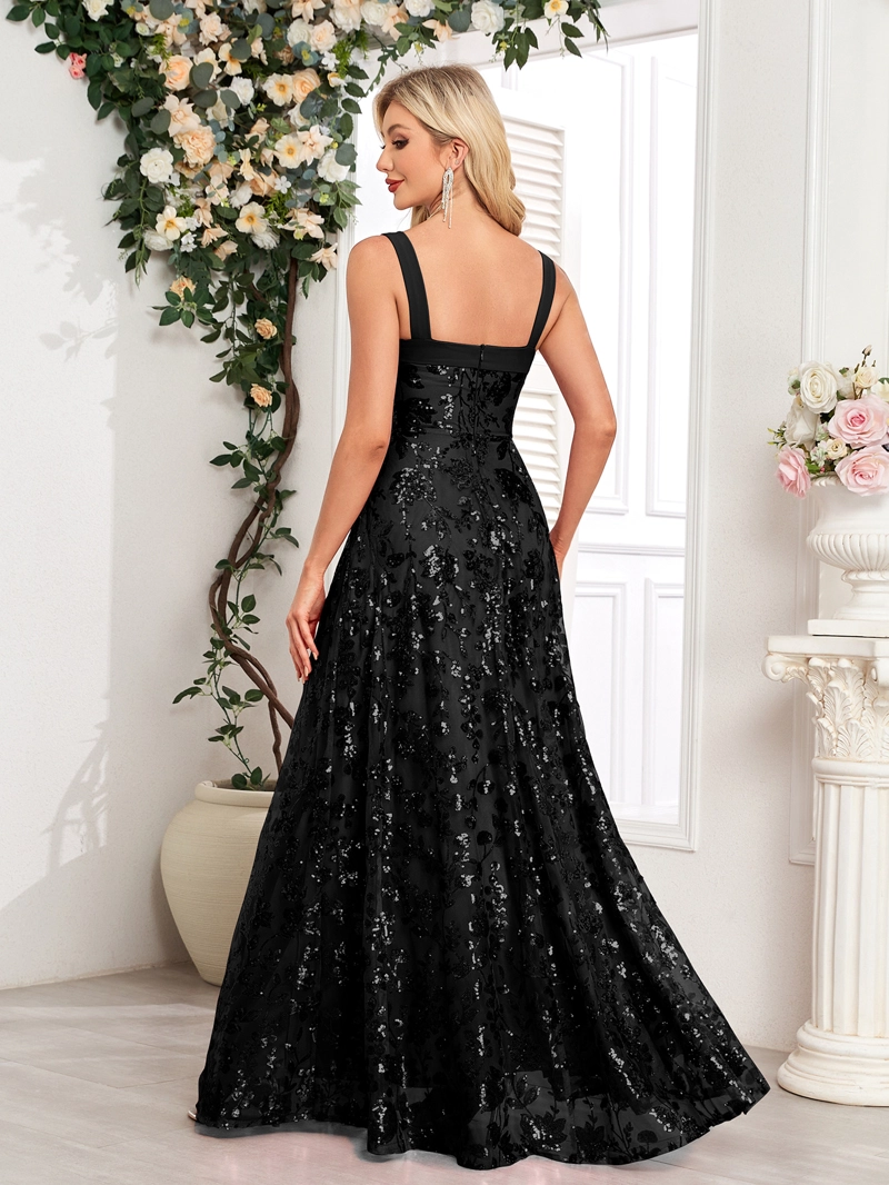 VESTIDO DE NOCHE PARA FIESTA DEEP BLACK ELEGANTE - 4