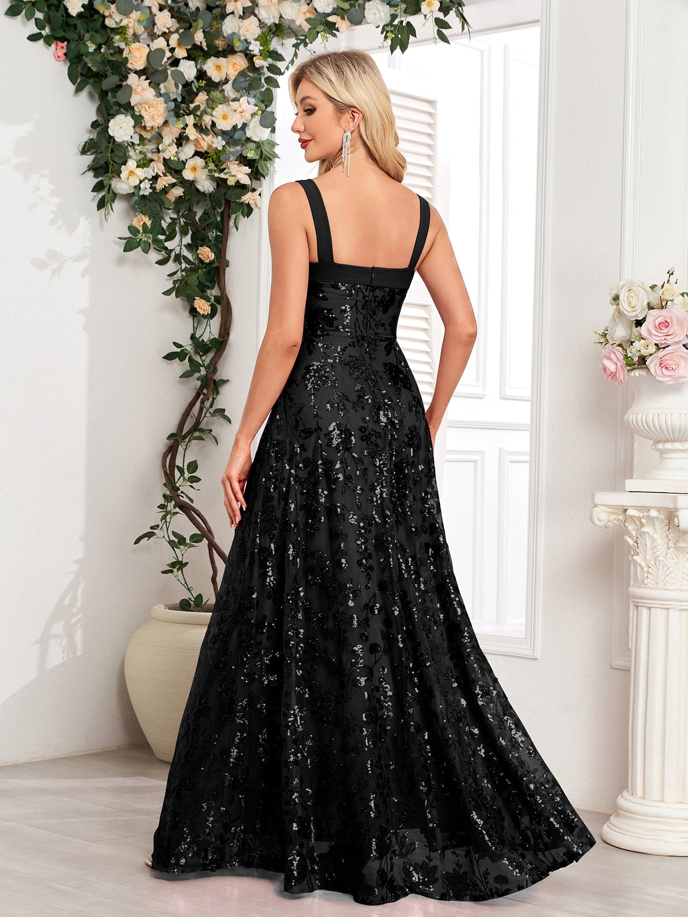 VESTIDO DE NOCHE PARA FIESTA DEEP BLACK ELEGANTE - 4