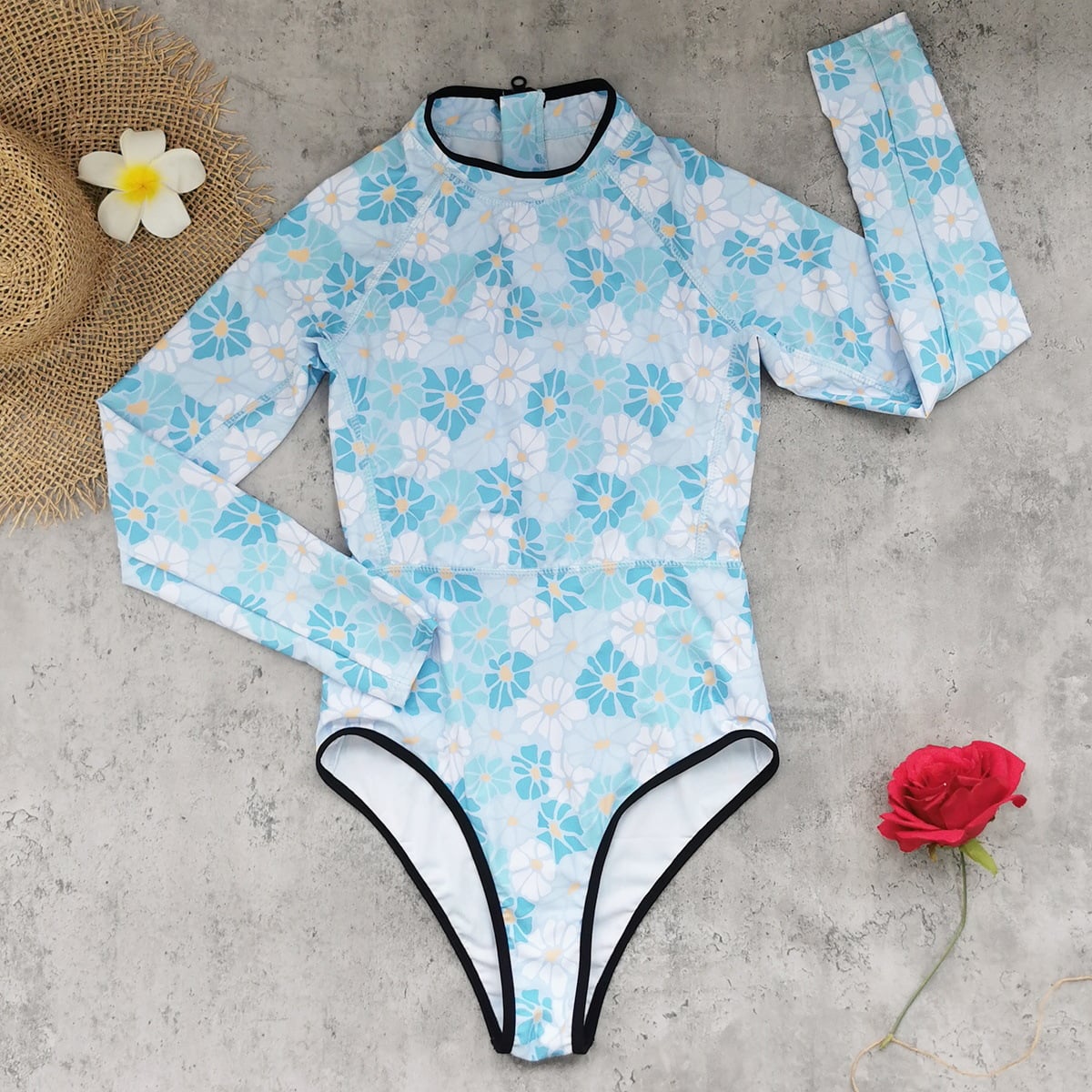 TRAJE MANGA LARGA PARA NATACION MUJER FLORAL - 2