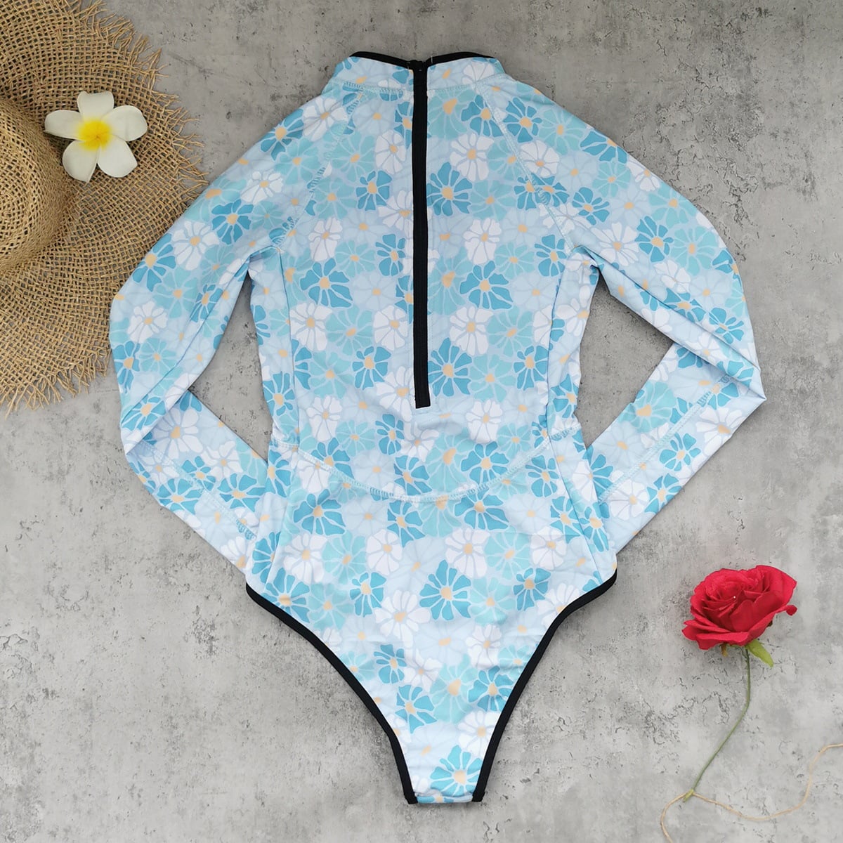 TRAJE MANGA LARGA PARA NATACION MUJER FLORAL - 3