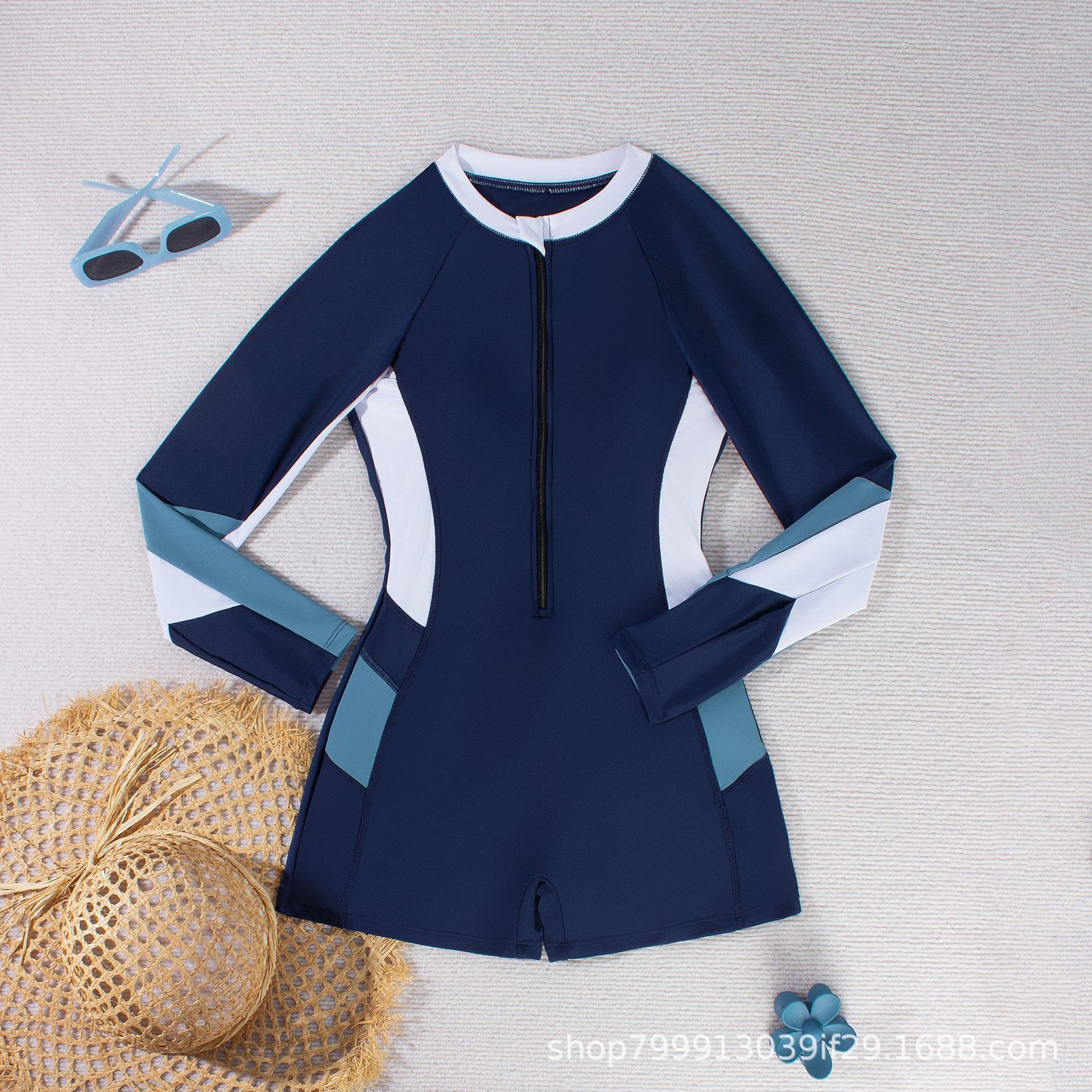 TRAJE MANGA LARGA PARA NATACION MUJER CORTE SHORT - 2