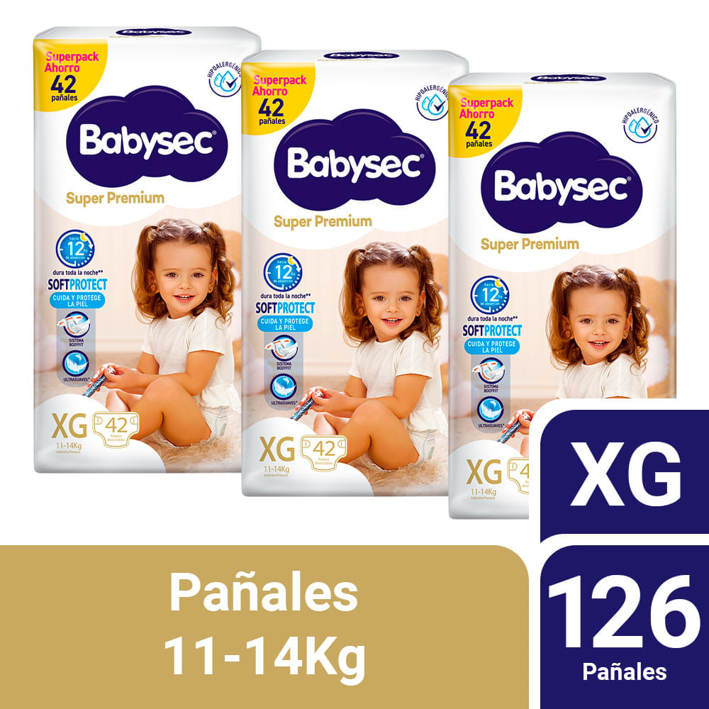 PACK 03 PAÑAL BABYSEC SUPER PREMIUM TALLA XG 42 UN - 1