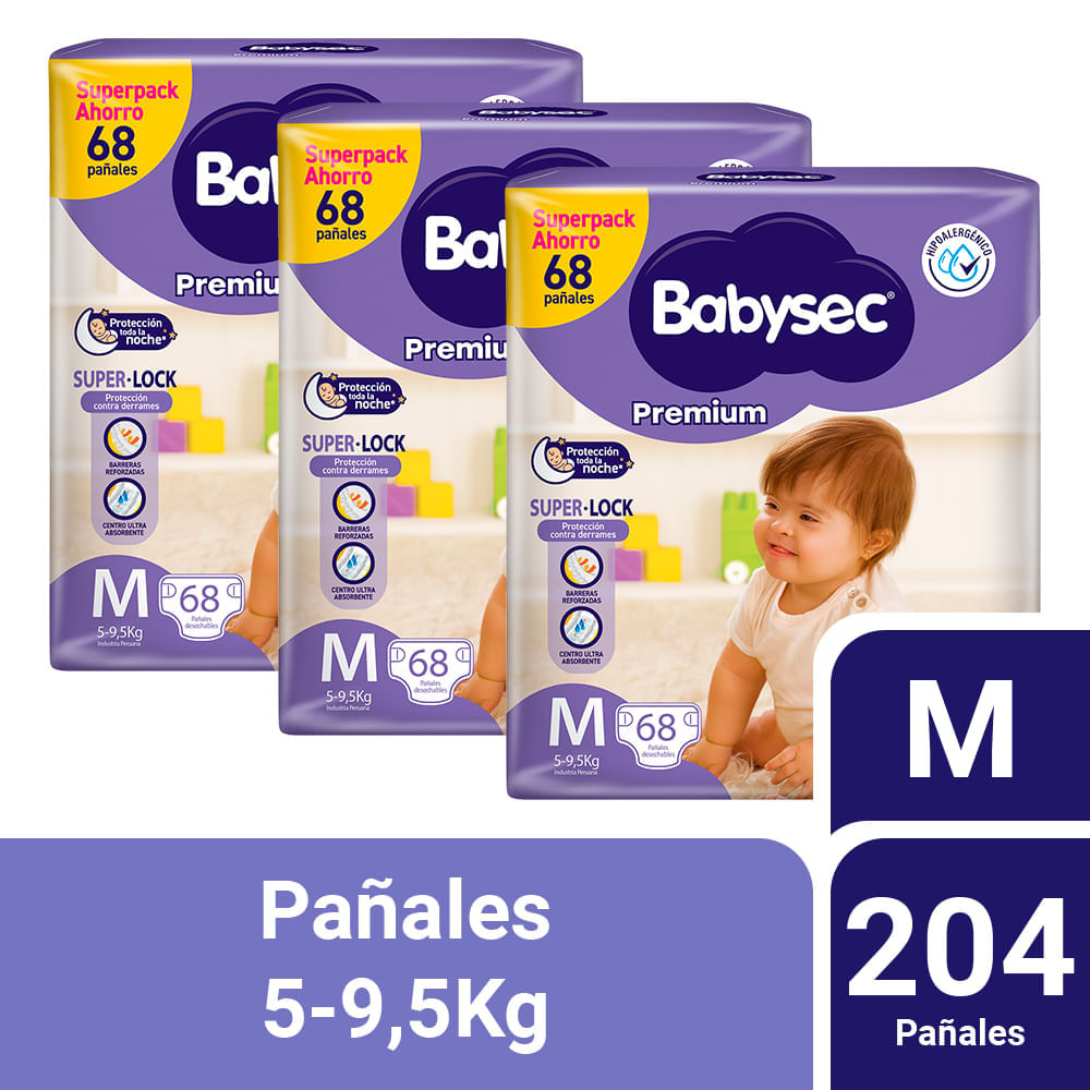 PACK 03 PAÑAL BABYSEC PREMIUM TALLA M 68 UN - 1