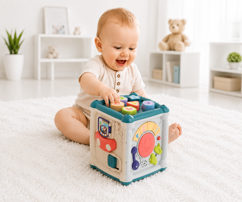 CUBO MUSICAL INTERACTIVO 6 EN 1 AZUL - 1