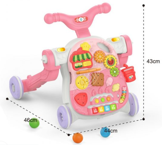 ANDADOR MULTIFUNCIÓNAL PARA BEBÉS 4 EN 1 ROSA - 2