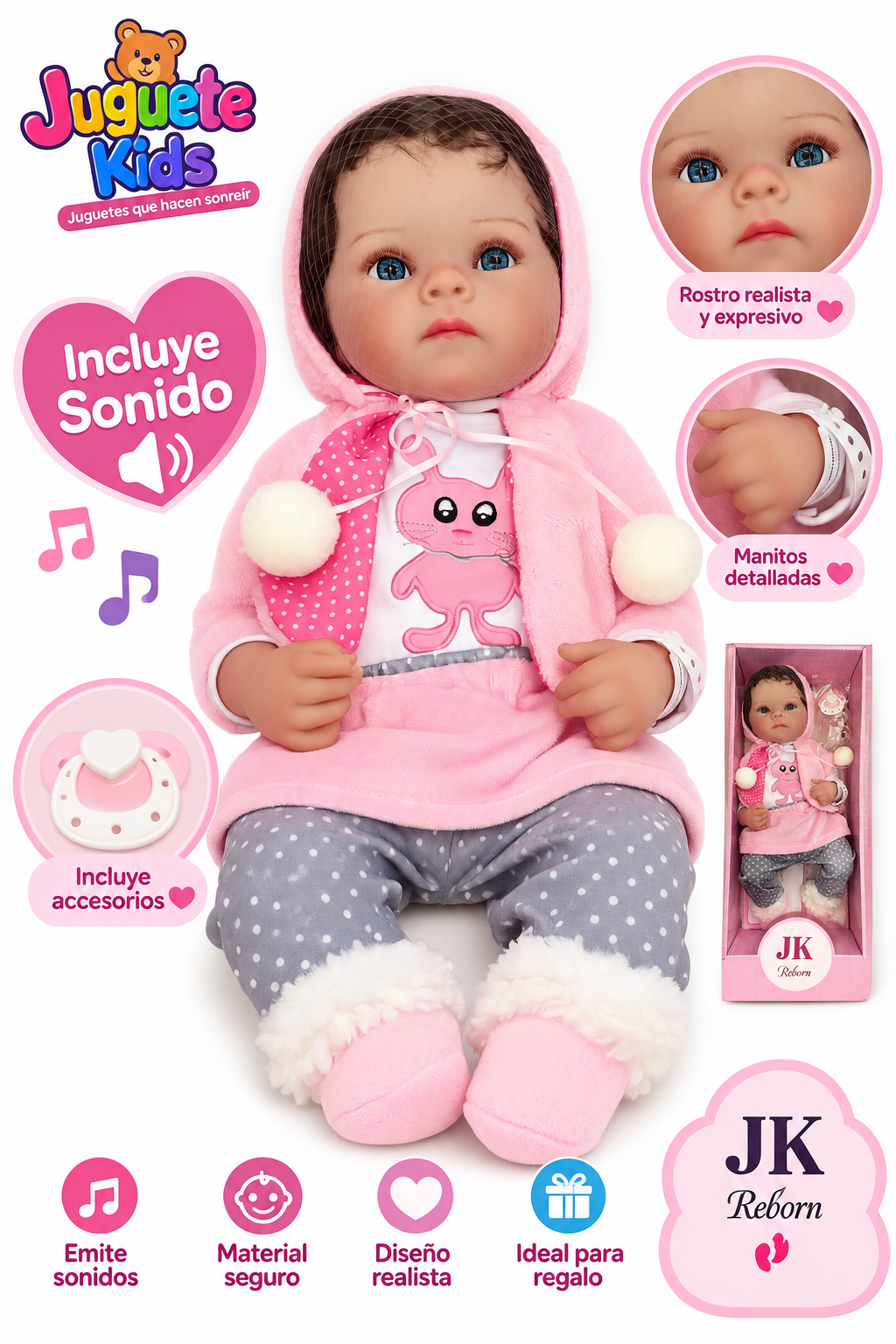 MUÑECA REBORN REALISTA CON  SONIDO - 1