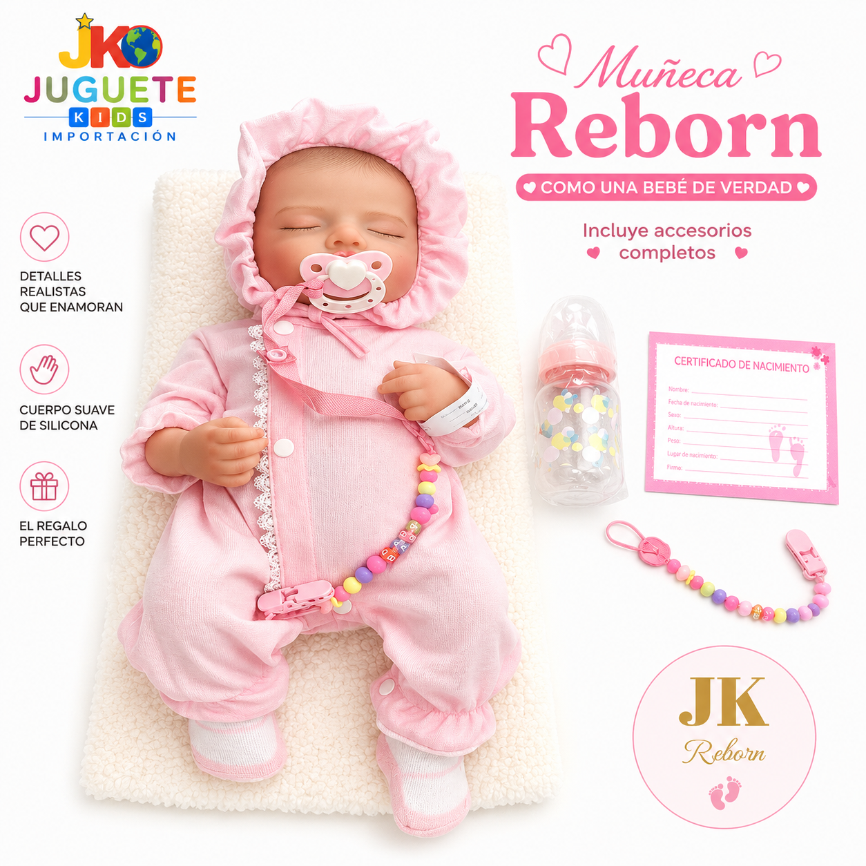MUÑECA REBORN REALISTA CON ACCESORIOS CON SONIDO - 1