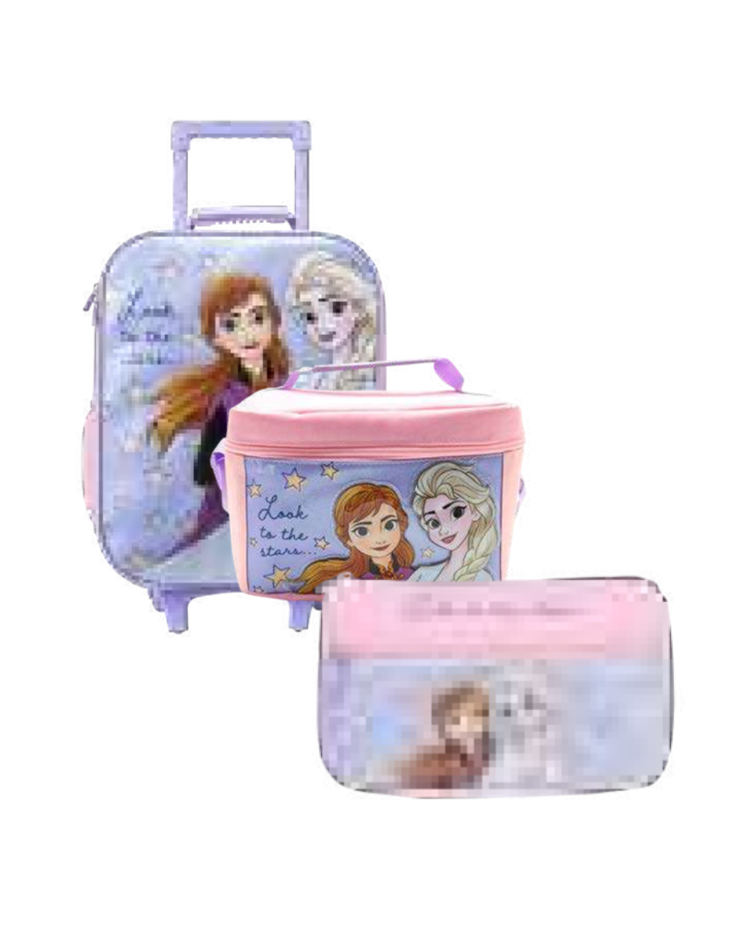 MALETA ESCOLAR DE FROZEN CON CARTUCHERA Y LONCHERA OFICIO - 1