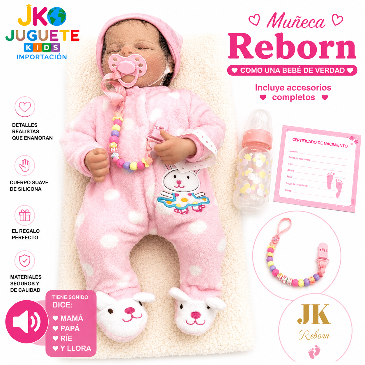 MUÑECA  REALISTA CON ACCESORIOSY SONIDO - 1