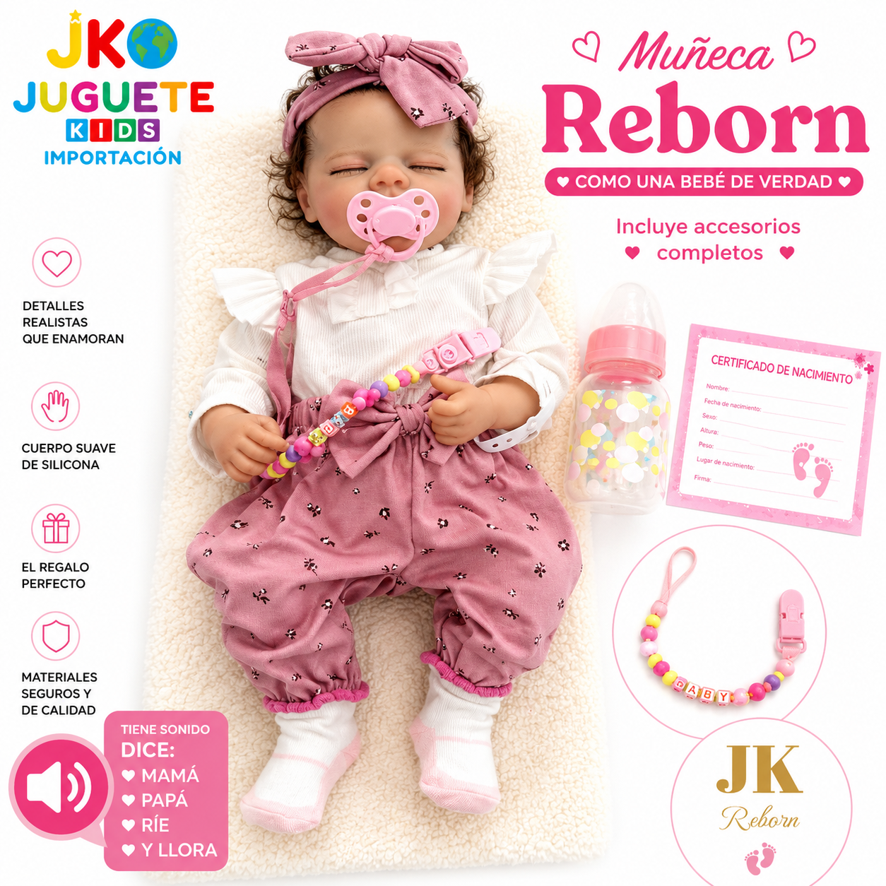 MUÑECA  REALISTA CON ACCESORIOS Y SONIDO - 1