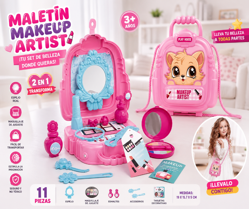 Set de Maquillaje Infantil 2 en 1 – Mochila Transformable - 1