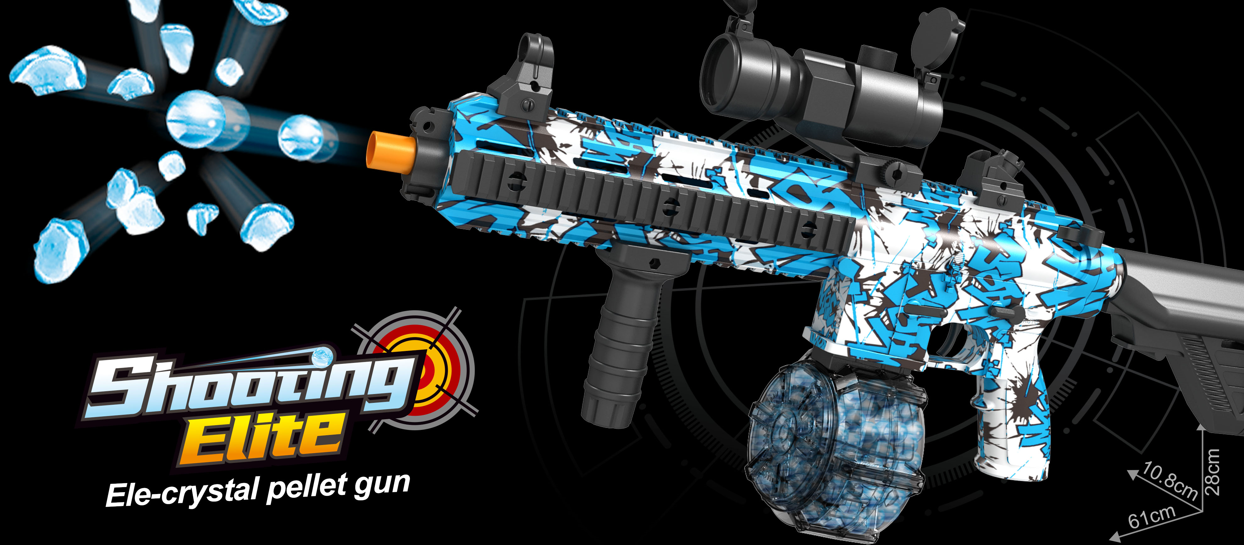 PISTOLA DE JUGUETE  CON HIDROGEL CELESTE - 1