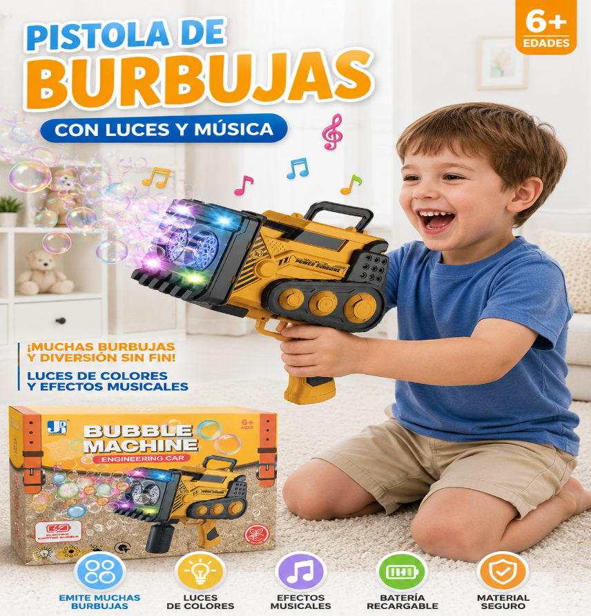PISTOLA DE BURBUJAS CON LUCES - 1