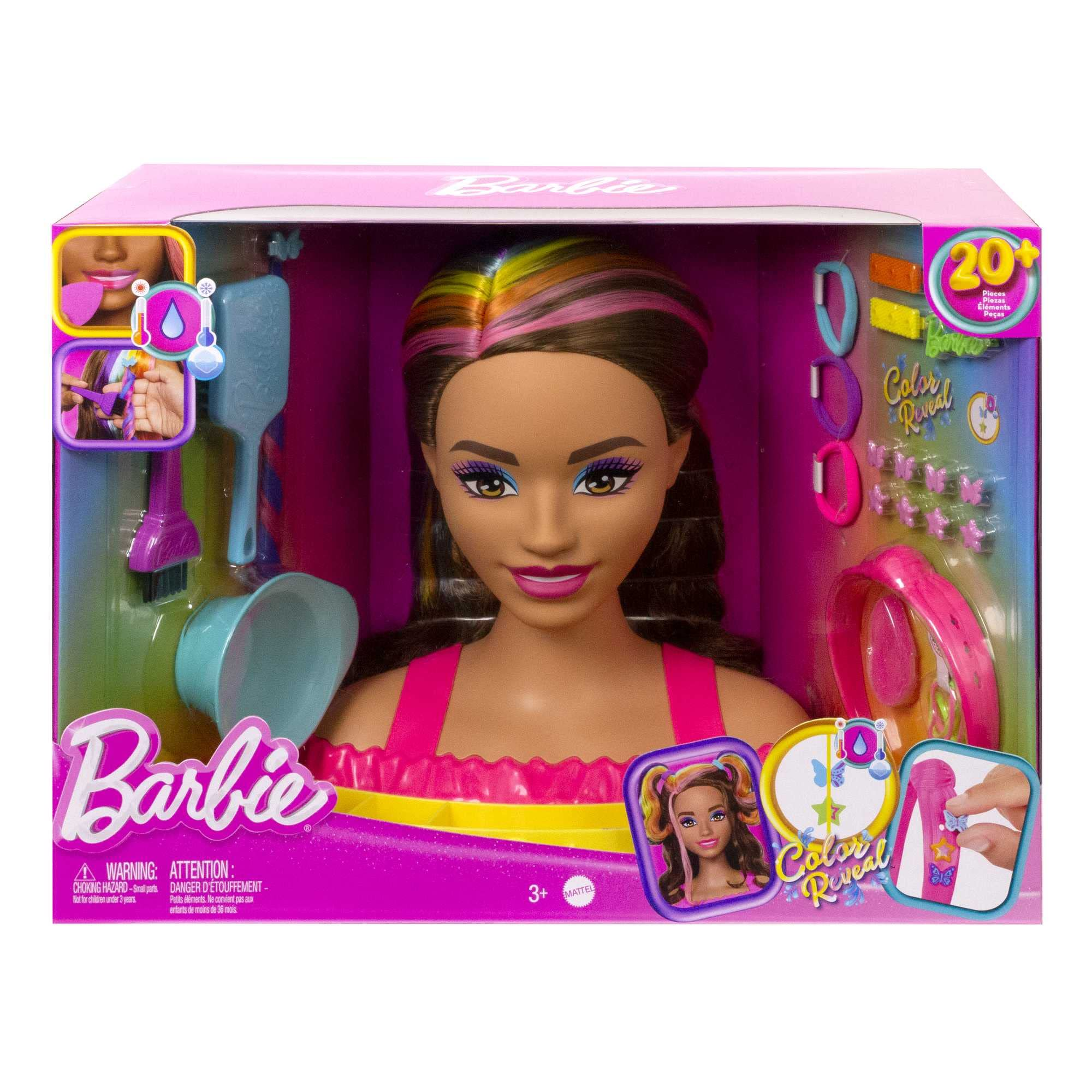 Cabezal De Peinado De Muñeca Barbie, Cabello Castaño Hmd80 - 1