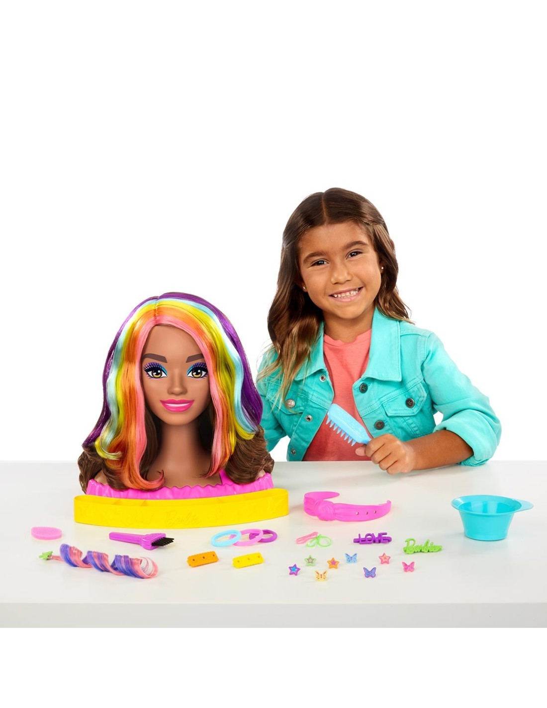 Cabezal De Peinado De Muñeca Barbie, Cabello Castaño Hmd80 - 2