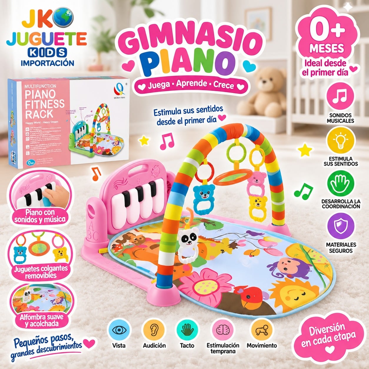 GIMNASIO PARA BEBE MUSICAL ROSADO - 1