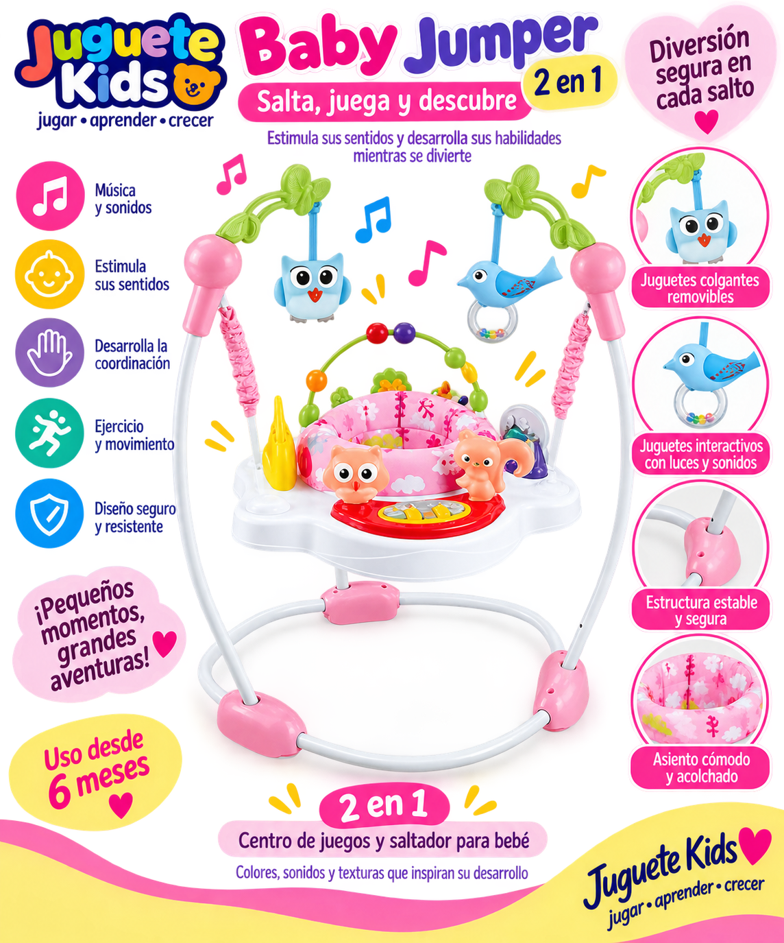 SALTARIN PARA BEBE MULTIFUNCIONAL ROSADO - 1